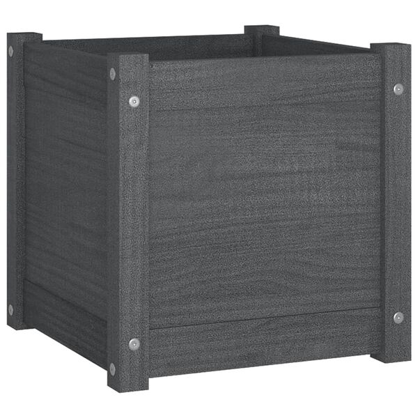 vidaXL Garden Planters 2 pcs Grey 40x40x40 cm Solid Pinewood