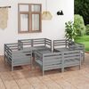 vidaXL 9 Piece Garden Lounge Set Grey Solid Pinewood