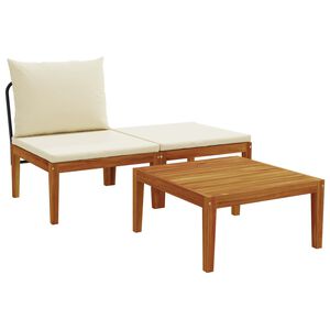 vidaXL 3 pcs Garden Lounge Set with Cushions Solid Acacia Wood & Rope