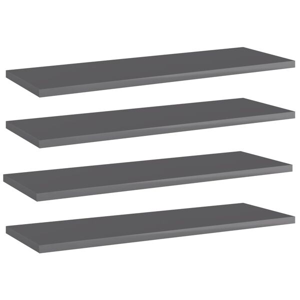 vidaXL Bookshelf Boards 4 pcs High Gloss Grey 60x20x1.5 cm Engineered Wood