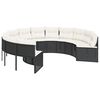 vidaXL Garden Sofa with Table and Cushions Round Black Poly Rattan
