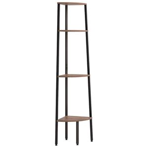 vidaXL Corner Shelf | Dark Brown and Black | Engineered Wood, Steel