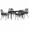 vidaXL Garden Dining Set 5 pcs Black Poly Rattan