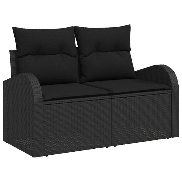 vidaXL Garden Sofa Set Manual Black 55 x 55 x 37 cm Poly Rattan