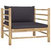 vidaXL 7 Piece Garden Lounge Set with Dark Grey Cushions Bamboo