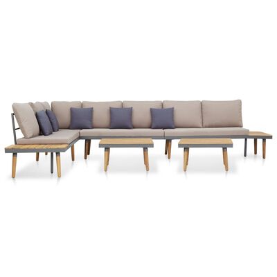 vidaXL 7-Seater Garden Lounge Set with Cushions Solid Acacia Wood Brown