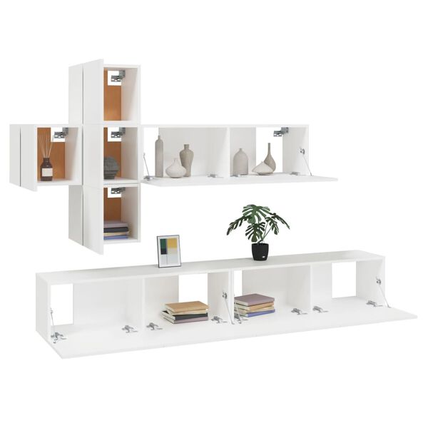 vidaXL 7 Piece TV Cabinet Set White Engineered Wood