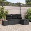 vidaXL Garden Sofa Set with Cushion 4 pcs Black Poly Rattan
