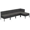 vidaXL 5 Piece Garden Lounge Set with Cushions Poly Rattan Black