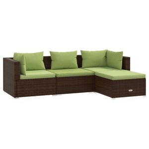 vidaXL 4 Piece Garden Lounge Set with Cushions Poly Rattan Brown