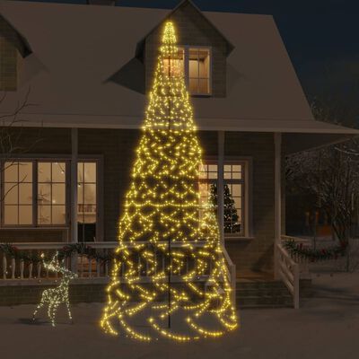 vidaXL Christmas Tree on Flagpole Warm White 1400 LEDs 500 cm