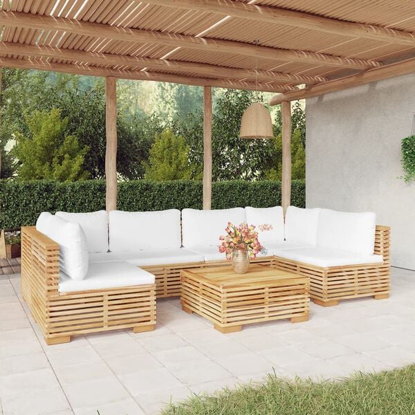 vidaXL 7 Piece Garden Lounge Set with Cushions Solid Teak Wood