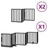 vidaXL Dog Gate with Door Foldable 12 Panels Black 600 cm Poplar Wood