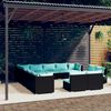 vidaXL 13 Piece Garden Lounge Set with Cushions Black Poly Rattan