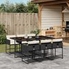 vidaXL 7 Piece Garden Dining Set with Cushions Black Poly Rattan