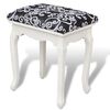 vidaXL Dressing Stool | Black and grey (cushion), white (legs)
