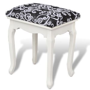 vidaXL Dressing Stool | Black and grey (cushion), white (legs)