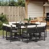 vidaXL 11 Piece Garden Dining Set with Cushions Grey Poly Rattan