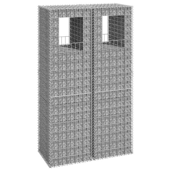 vidaXL Gabion Basket Posts 2 pcs 50x50x180 cm Iron