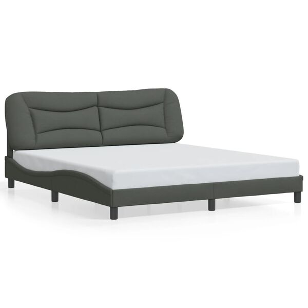 vidaXL Bed Frame without Mattress "Hvar" Dark Grey 180x200 cm King Fabric