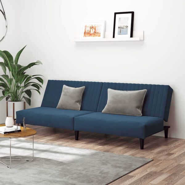vidaXL 2-Seater Sofa Bed Blue Velvet