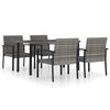 vidaXL 5 Piece Garden Dining Set Poly Rattan Grey