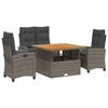 vidaXL 5 Piece Garden Dining Set with Cushions Grey Poly Rattan