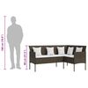 vidaXL 5 Piece L-shaped Couch Sofa Set with Cushions Poly Rattan Brown