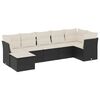vidaXL 7 Piece Garden Sofa Set with Cushions Black Poly Rattan