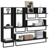 vidaXL 6 Piece Wall Shelf Set with Bars Black Engineered Wood