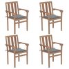 vidaXL Stackable Garden Chairs with Cushions 4 pcs Solid Teak Wood