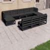 vidaXL 8 Piece Garden Lounge Set with Cushions Black Solid Pinewood