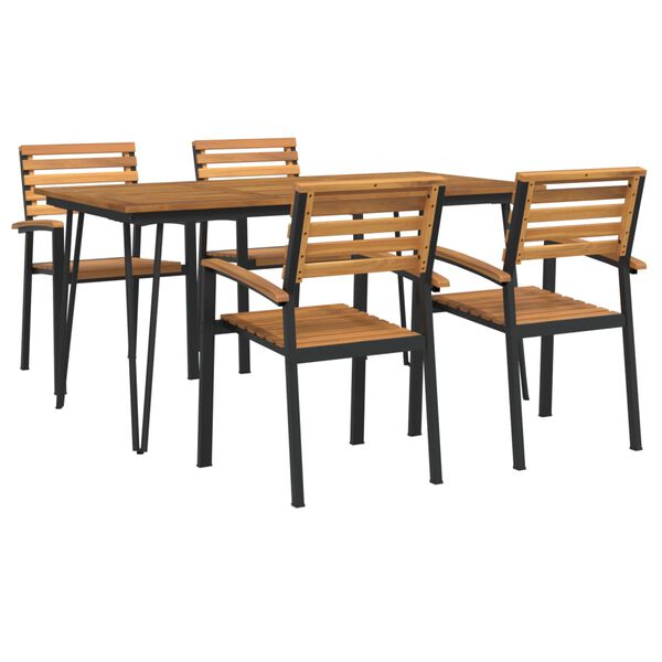 vidaXL 5 Piece Garden Dining Set Solid Wood Acacia and Metal