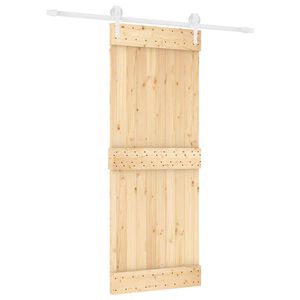 vidaXL Sliding Door Natural and White 80 x 210 cm Solid Pine Wood