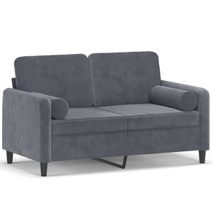 vidaXL 2-Seater Sofa with Throw Pillows Dark Grey 120 cm Velvet