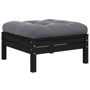 vidaXL Garden Footstool with Anthracite Cushion Black Solid Pinewood