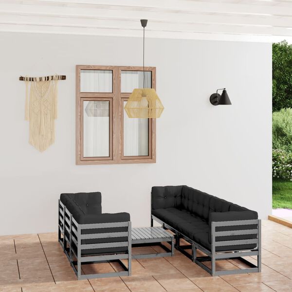 vidaXL 8 Piece Garden Lounge Set with Cushions Solid Pinewood