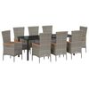 vidaXL Garden Dining Set with Cushion 9 pcs Grey Powder-Coated Steel
