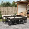 vidaXL 9 Piece Garden Dining Set with Cushions Black Poly Rattan