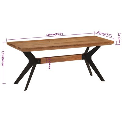 vidaXL Dining Bench 110x40x46 cm Solid Wood Acacia and Steel
