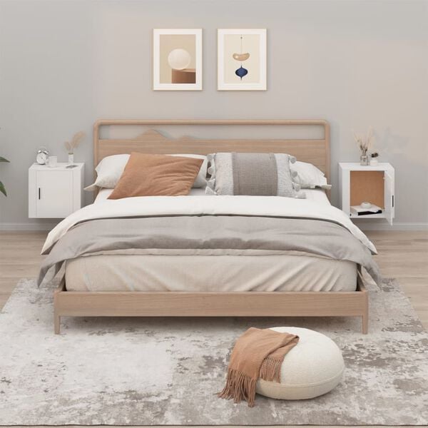 vidaXL Wall-mounted Bedside Cabinets 2 pcs White 50x30x47 cm
