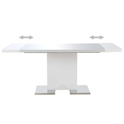 vidaXL Extendable Dining Table High Gloss White 180x90x76 cm MDF