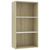 vidaXL 3-Tier Book Cabinet White and Sonoma Oak 60x30x114 cm Engineered Wood