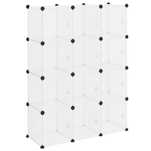 vidaXL Storage Cube Organiser with 12 Cubes and Doors Transparent PP