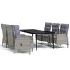vidaXL 7 Piece Garden Dining Set with Cushions Grey and Black