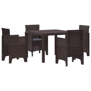 vidaXL Garden Dining Set 5 pcs Brown Polypropylene