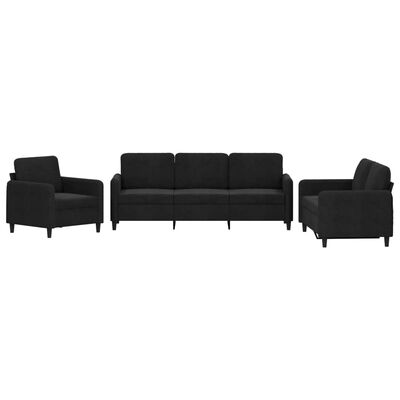 vidaXL 3 Piece Sofa Set Black Velvet