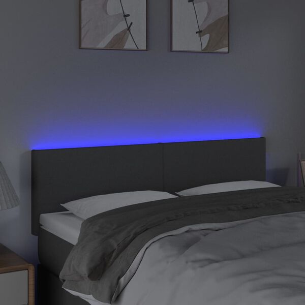 vidaXL LED Headboard Dark Grey 144 cm Fabric
