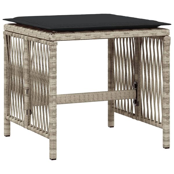 vidaXL 11 Piece Garden Dining Set with Cushions Light Grey Poly Rattan