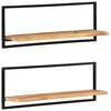 vidaXL Wall Shelf | Set of 2 | Natural wood and black